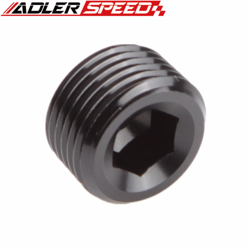 1/8" 1/4" 3/8" 1" NPT Pipe Thread Allen Hex Head Socket Aluminum Plug Black