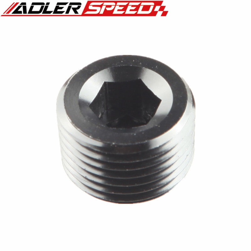 1/8" 1/4" 3/8" 1" NPT Pipe Thread Allen Hex Head Socket Aluminum Plug Black