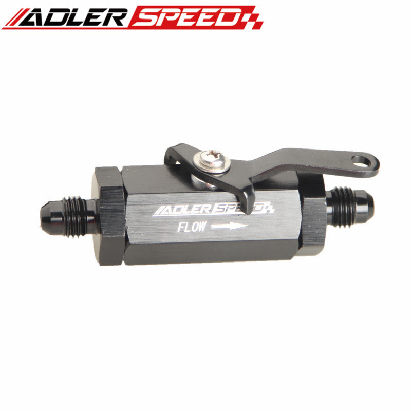 Speedy AN8 Fuel Shut Off Valve With Cable Lever - Black, Billet Aluminum, AN8 Fitting