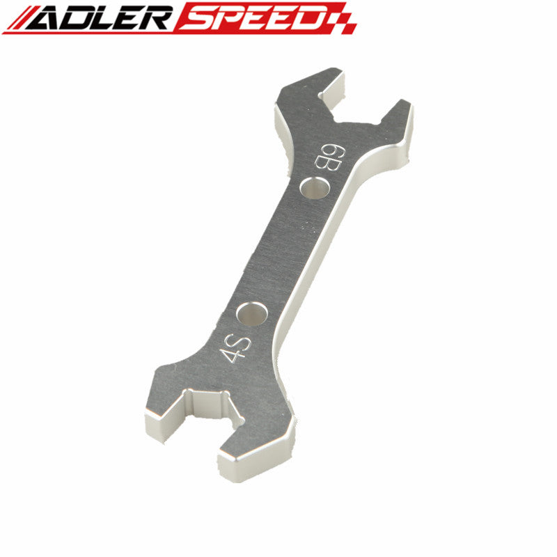 AN-6 / AN-4 Hose Fitting Double Ended Wrench Spanner CNC Billet Aluminum Silver