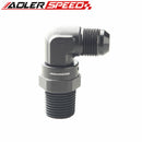90 Degree 1/2" NPT Swivel to AN8 Male Adapter Fitting Aluminum Black