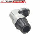 90 Degree 1/2" NPT Swivel to AN8 Male Adapter Fitting Aluminum Black