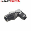 90 Degree 1/2" NPT Swivel to AN8 Male Adapter Fitting Aluminum Black