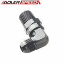 90 Degree 1/2" NPT Swivel to AN8 Male Adapter Fitting Aluminum Black