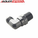90 Degree 1/2" NPT Swivel to AN8 Male Adapter Fitting Aluminum Black
