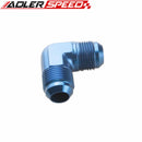 AN3 AN4 AN6 AN8 AN10 AN12 90 Degree Aluminum Flare Union Fuel Fitting Adapter Blue