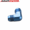 AN3 AN4 AN6 AN8 AN10 AN12 90 Degree Aluminum Flare Union Fuel Fitting Adapter Blue