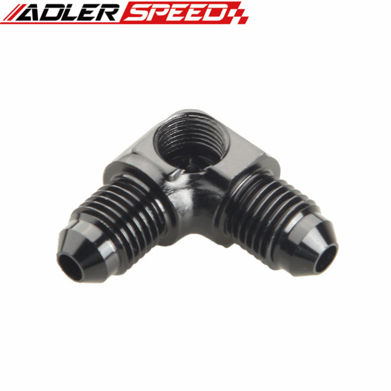 Aluminum 90 Degree AN4 AN-4 4AN Union with 1/8" NPT Port Fitting Adapter