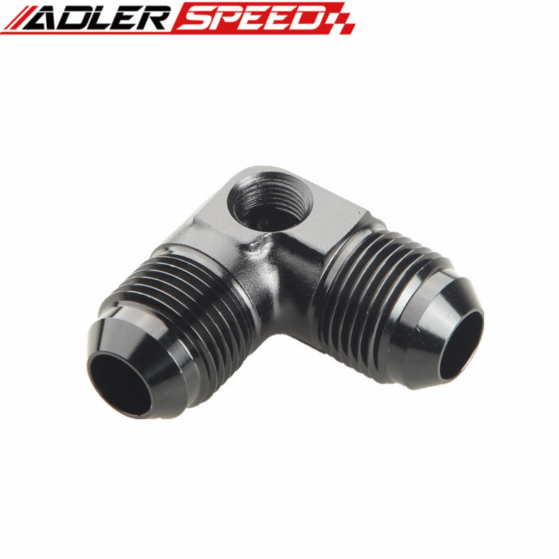 Black Aluminum 90 Degree AN8 AN-8 8AN Union with 1/8" NPT Port Fitting Adapter
