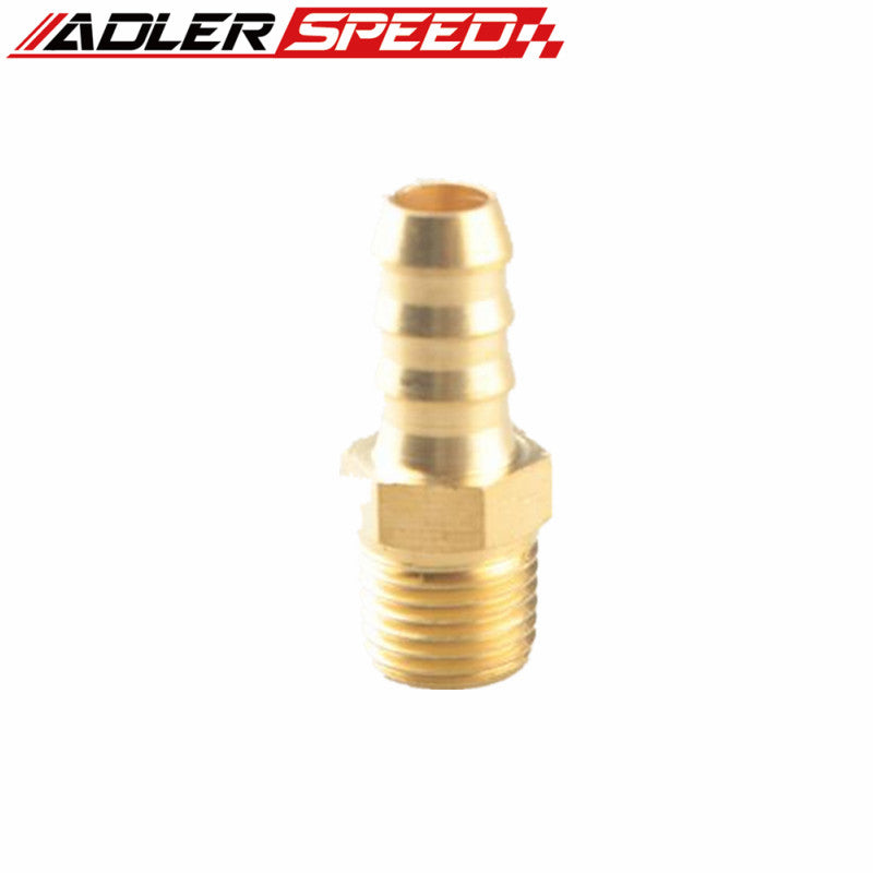 2PCS 8mm Male Brass Hose Barbs Barb To 1/4" NPT Pipe Male Thread