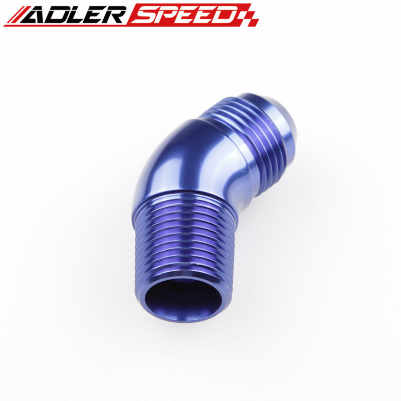 AN4 AN6 AN8 AN10 To 1/8" 1/4'' 3/8'' 1/2'' NPT 45Degree Full Flow Adapter Fitting