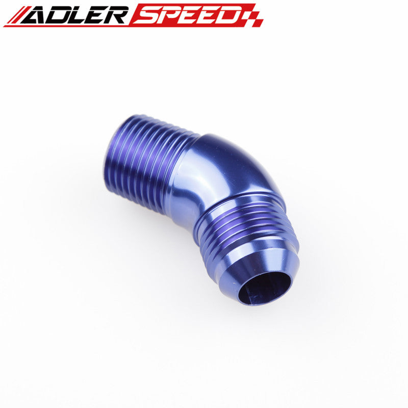 AN4 AN6 AN8 AN10 To 1/8" 1/4'' 3/8'' 1/2'' NPT 45Degree Full Flow Adapter Fitting