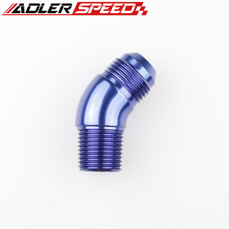 AN4 AN6 AN8 AN10 To 1/8" 1/4'' 3/8'' 1/2'' NPT 45Degree Full Flow Adapter Fitting