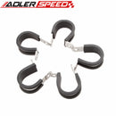 5PCS 1 3/4" 304 Stainless Steel Cushioned Hose Mounting Clamp Loop Strap Black
