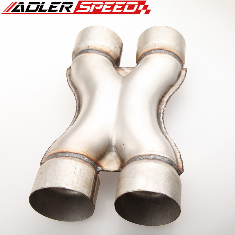 US SHIP Universal Aluminum Steel Exhaust Crossover X Pipe 2.25" 2 1/4" In & Outlet