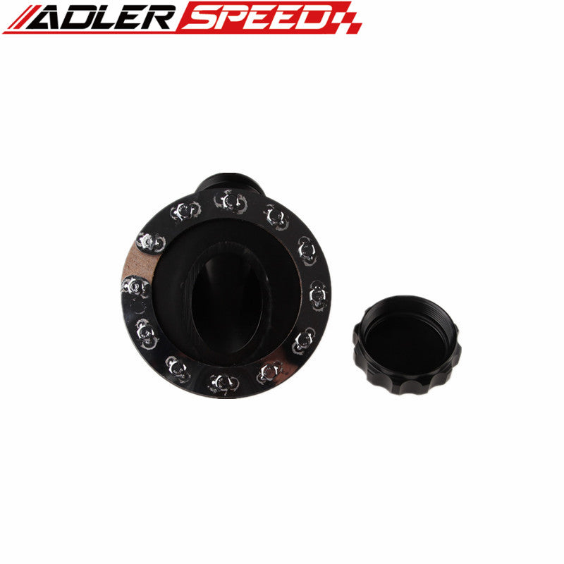 US SHIP Billet Fuel Cell Fast Fill Filler Neck Aluminum 45Degree 12Bolt Flange Silver/Black