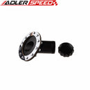 US SHIP Billet Fuel Cell Fast Fill Filler Neck Aluminum 45Degree 12Bolt Flange Silver/Black