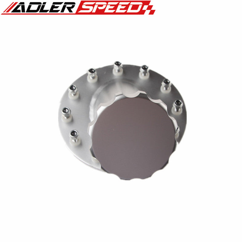 US SHIP Billet Fuel Cell Fast Fill Filler Neck Aluminum 45Degree 12Bolt Flange Silver/Black