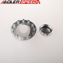 US SHIP Billet Fuel Cell Fast Fill Filler Neck Aluminum 45Degree 12Bolt Flange Silver/Black