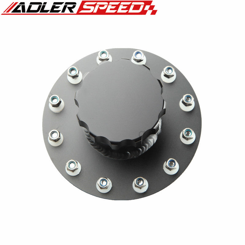 US SHIP Billet Fuel Cell Fast Fill Filler Neck 12 Bolt Flange Aluminum Silver /Black