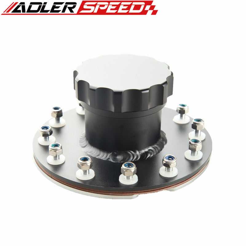 US SHIP Billet Fuel Cell Fast Fill Filler Neck 12 Bolt Flange Aluminum Silver /Black