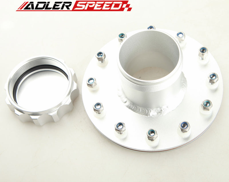 US SHIP Billet Fuel Cell Fast Fill Filler Neck 12 Bolt Flange Aluminum Silver /Black