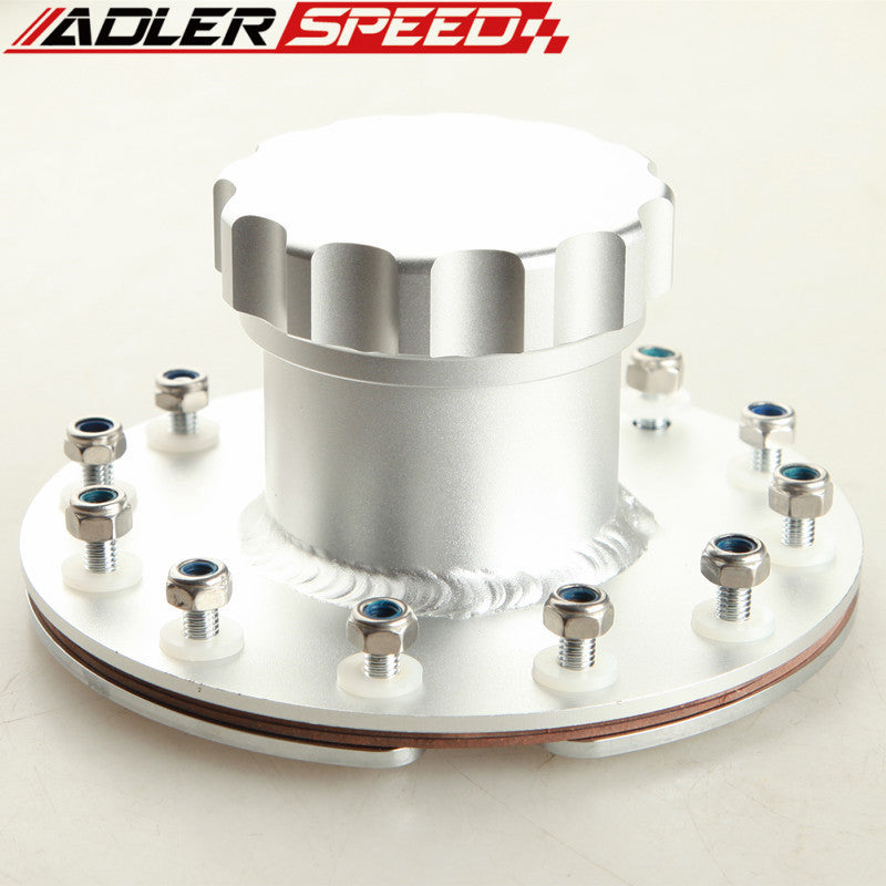 US SHIP Billet Fuel Cell Fast Fill Filler Neck 12 Bolt Flange Aluminum Silver /Black