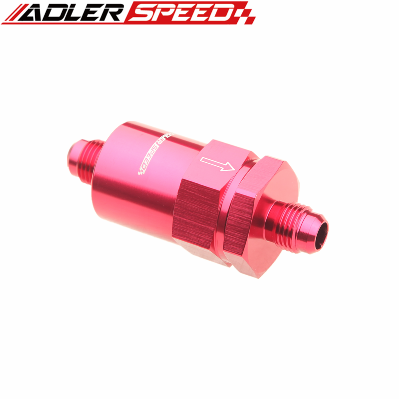 Billet Fuel Filter AN-6 AN6 6AN 30 Micron Filter Aluminum Anodized Blue /Red
