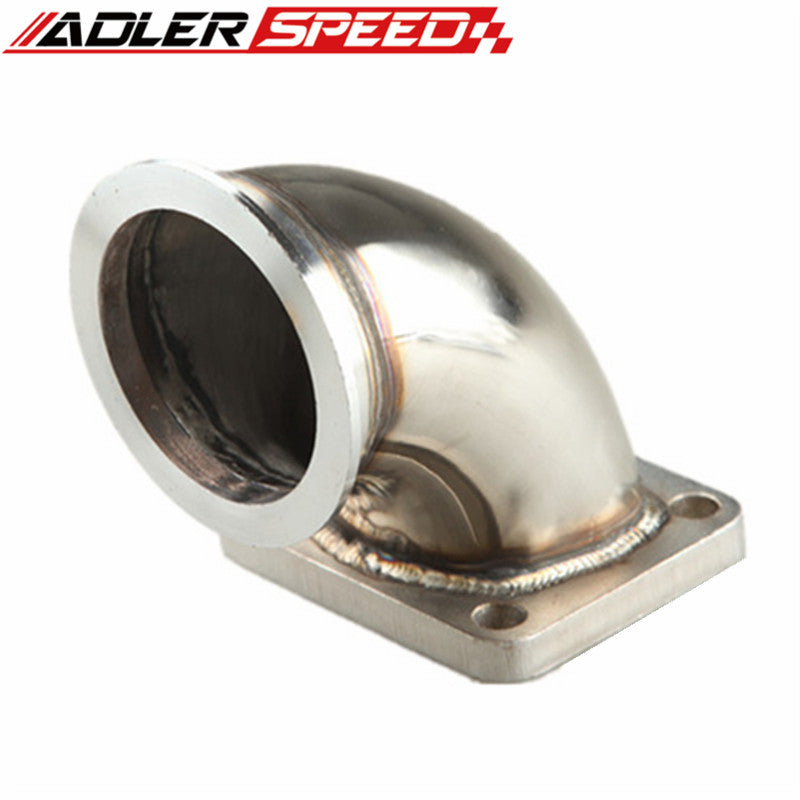 US SHIP  Stainless Steel 3" V-Band To T4 Turbo Exhaust 90 Degree Elbow Adapter Flange