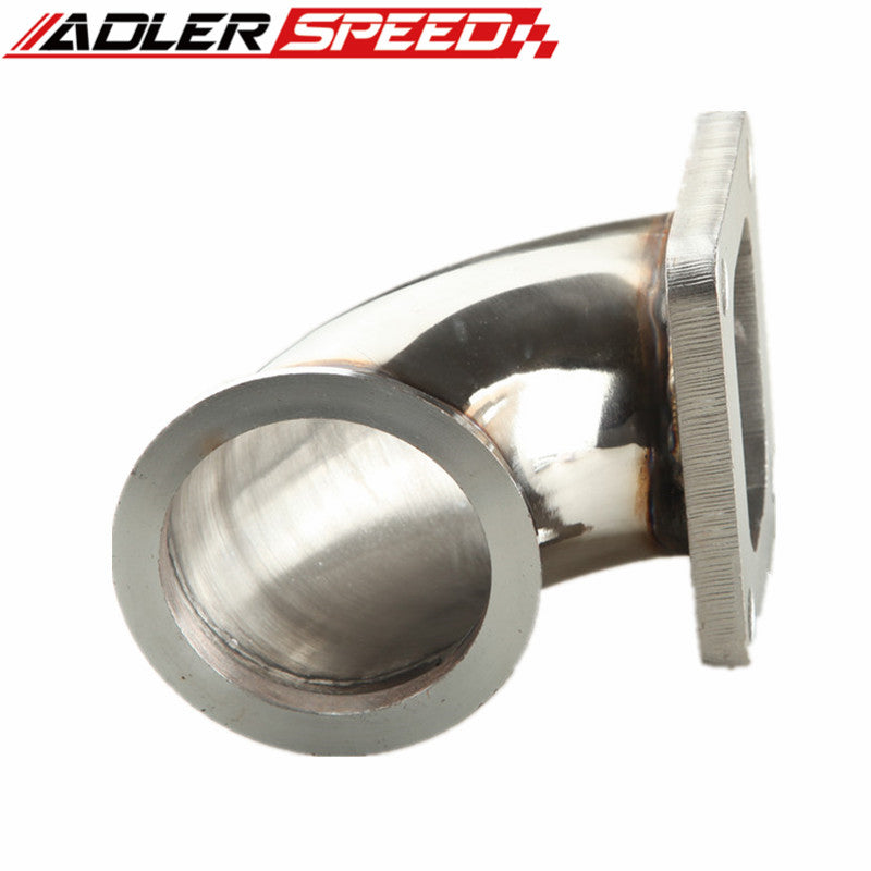US SHIP  Stainless Steel 3" V-Band To T4 Turbo Exhaust 90 Degree Elbow Adapter Flange