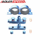 Twin Bosch 044 Fuel Pump Billet Aluminum Assembly AN10 Inlet AN8 Outlet Blue