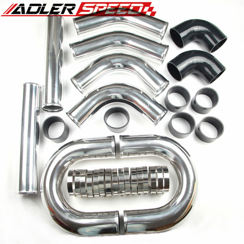 US SHIP 3.5" Inch Universal Aluminum Turbo Intercooler Piping Kit Pipes Clamp Coupler