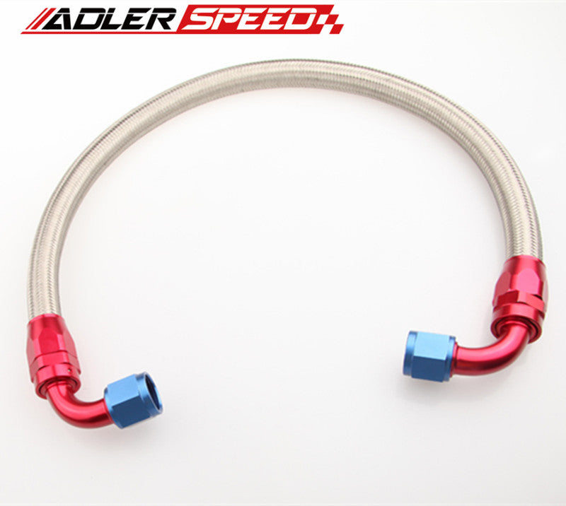 24" 90° 6AN SS Braided Racing Performance Oil Fuel Coolant Line Hose Assembly