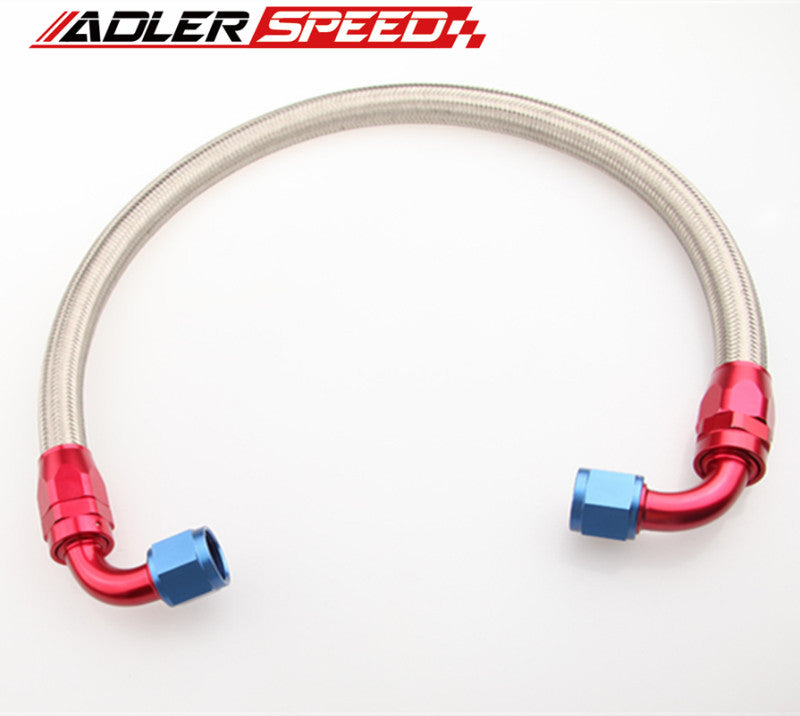 24" 90° 10AN SS Braided Racing Performance Oil Fuel Coolant Line Hose Assembly