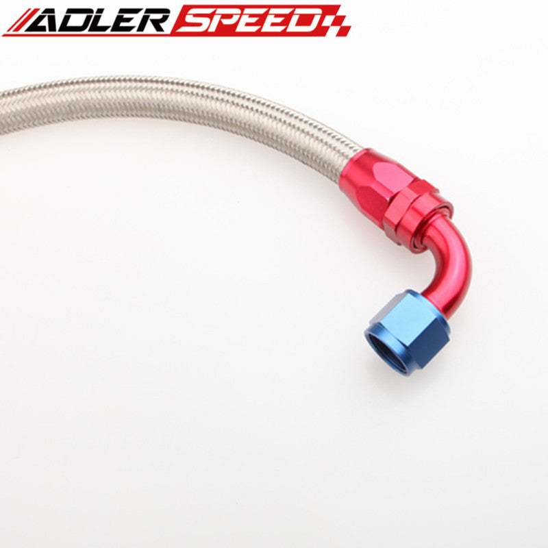 36" 90° 6AN SS Braided Racing Performance Oil Fuel Coolant Line Hose Assembly