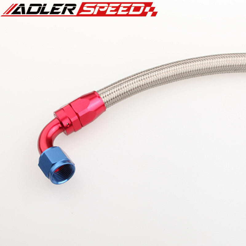 24" 90° 6AN SS Braided Racing Performance Oil Fuel Coolant Line Hose Assembly