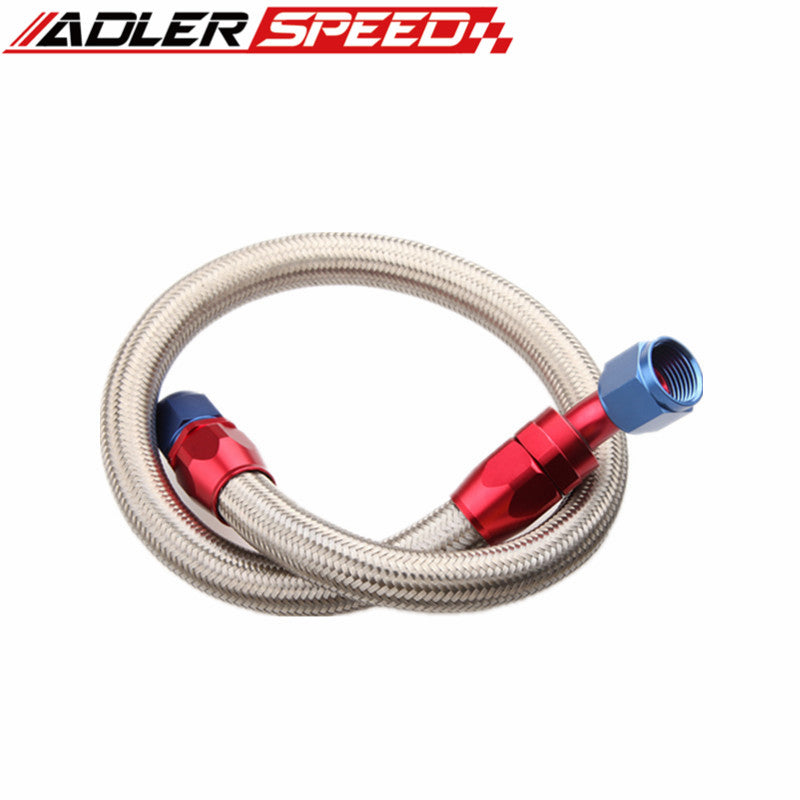 24" 90° 8AN SS Braided Racing Performance Oil Fuel Coolant Line Hose Assembly