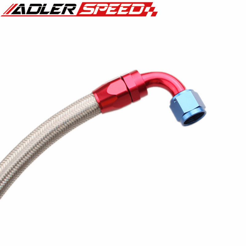 24" 90° 10AN SS Braided Racing Performance Oil Fuel Coolant Line Hose Assembly