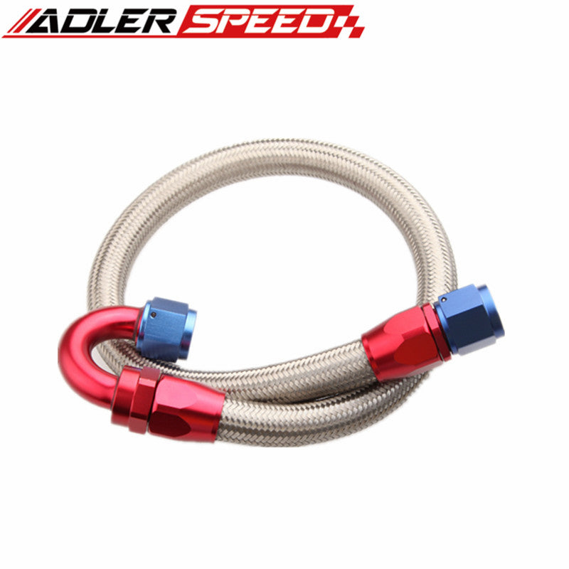 24" 90° 8AN SS Braided Racing Performance Oil Fuel Coolant Line Hose Assembly