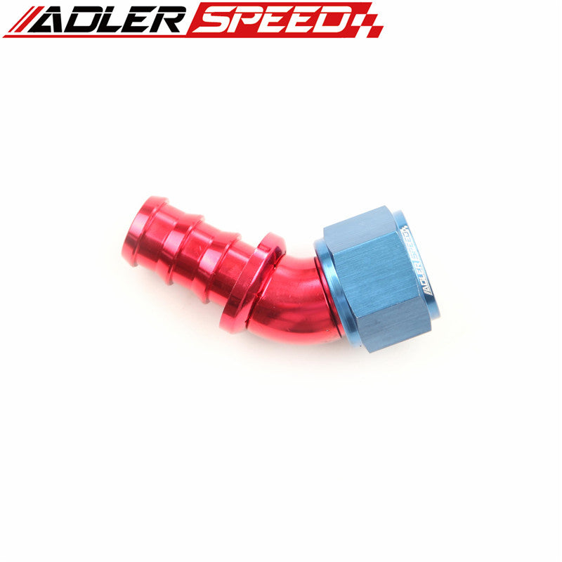 ADLERSPEED 12AN AN-12 45 Degree Push-Lock One Pieces Hose End Fitting Red/Blue