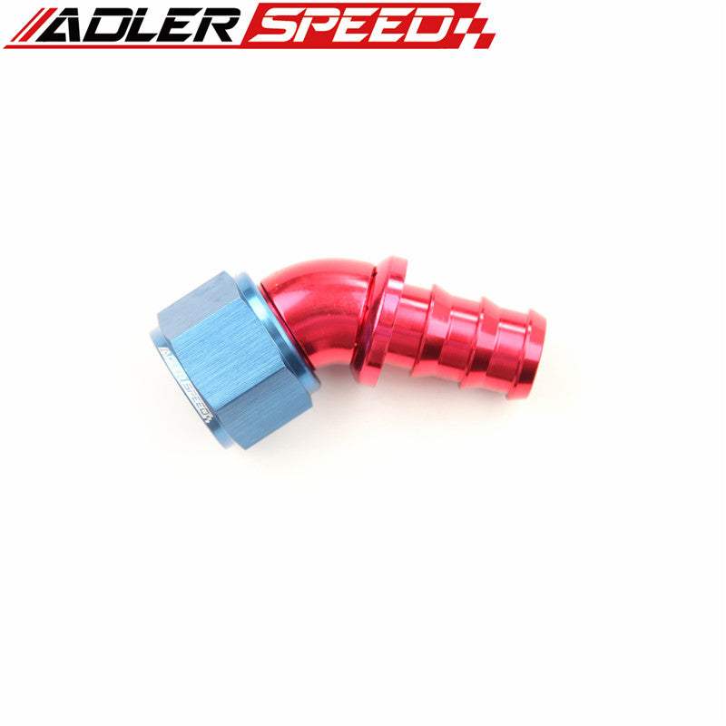 ADLERSPEED 12AN AN-12 45 Degree Push-Lock One Pieces Hose End Fitting Red/Blue