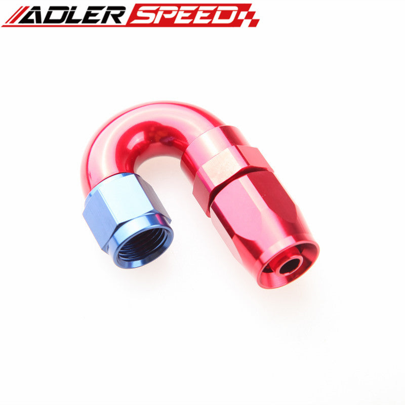 8AN AN-8 180 Degree Full Flow Aluminum Swivel Hose End Fitting One Piece Red-Blu