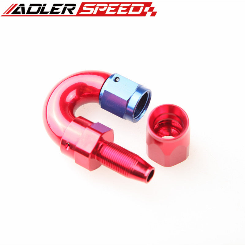 8AN AN-8 180 Degree Full Flow Aluminum Swivel Hose End Fitting One Piece Red-Blu