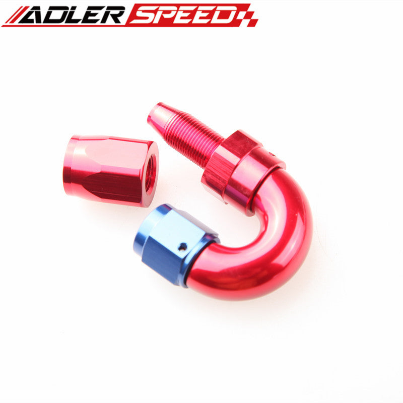 6AN AN-6 Swivel 180 Degree Hose End Fitting One Pieces Full Flow Red/Blue