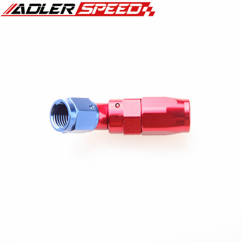 Full Flow Swivel 45 Degree 6AN AN6 AN-6 Hose End Black /Red& Blue