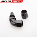 ADLER SPEED 90 Degree AN-12 Full Flow Swivel Hose End Fitting Aluminum Black/ Red&Blu