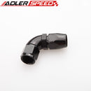 ADLER SPEED 90 Degree AN-12 Full Flow Swivel Hose End Fitting Aluminum Black/ Red&Blu