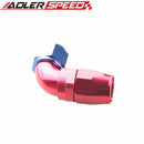 ADLER SPEED 90 Degree AN-12 Full Flow Swivel Hose End Fitting Aluminum Black/ Red&Blu