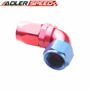 ADLER SPEED 90 Degree AN-12 Full Flow Swivel Hose End Fitting Aluminum Black/ Red&Blu