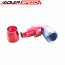 ADLER SPEED 90 Degree AN-12 Full Flow Swivel Hose End Fitting Aluminum Black/ Red&Blu